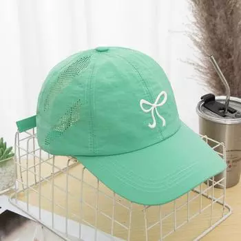 Летняя тонкая быстросохнущая бейсболка с бантом для женщин, солнцезащитная кепка с козырьком для отдыха, студентов, спорта, путешествий, шляпа от солнца 56-58cm зелёный