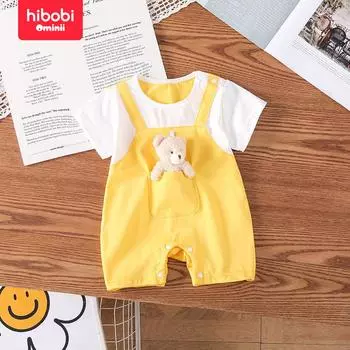 Летняя тонкая цельная шляпа Hibobi с карманом и полоской медведя на ремне, одежда с героями мультфильмов, одежда для альпинизма 0-3 Months белый