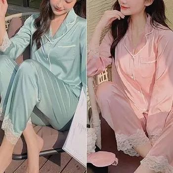 Летняя тонкая часть пижамы из ледяного шелка для женщин, повседневный дышащий кардиган с длинными рукавами, женский домашний костюм M