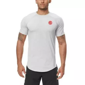 Летняя тонкая крутая дышащая спортивная футболка для бега, мужская быстросохнущая футболка для фитнеса и тренировок с коротким рукавом M чёрный