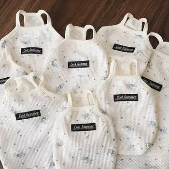 Летняя тонкая одежда для домашних собак, симпатичная майка с вафельным верхом и кондиционером, принадлежности для маленьких собак, одежда для щенков, охлаждающий жилет S