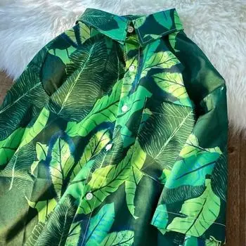 Летняя тонкая подростковая рубашка с короткими рукавами сверху, мужская повседневная рубашка в гонконгском стиле, модная корейская версия крутой куртки M зелёный