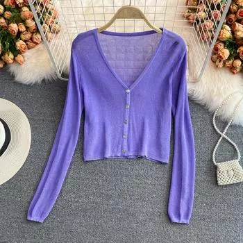 Летняя тонкая шаль с верхней юбкой, вязаный кардиган из ледяного шелка, женский короткий солнцезащитный крем и кондиционер