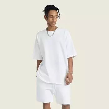 Летняя тяжелая мужская футболка из чистого хлопка в стиле ретро с короткими рукавами, однотонная мужская футболка с круглым вырезом, повседневная тенденция S