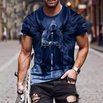Летняя трендовая 3D-печатная мужская повседневная футболка с короткими рукавами в стиле casual S