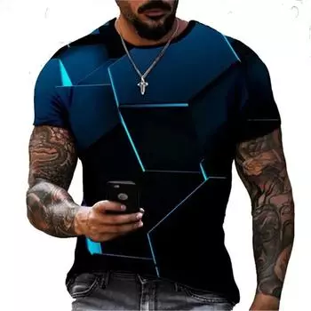 Летняя трендовая модная уличная футболка в стиле хип-хоп с 3D мультяшным узором и короткими рукавами, свободная удобная футболка с круглым вырезом, мужская одежда S