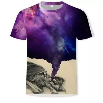 Летняя трендовая мужская футболка с круглым вырезом и 3D-цифровой печатью в стиле граффити S