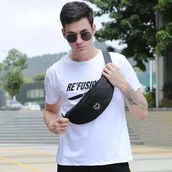 Летняя трендовая мужская поясная сумка, мужская сумка на одно плечо, водонепроницаемая сумка для мобильного телефона, сумка через плечо чёрный