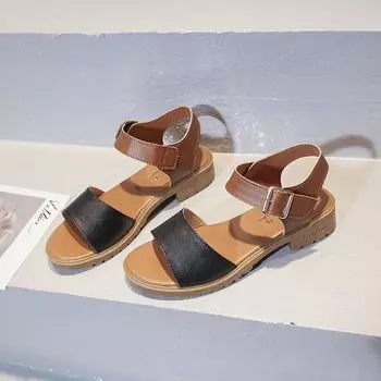 Летняя трендовая новая женская обувь, модные повседневные римские женские сандалии с простой пряжкой и открытым носком, мягкая удобная пляжная обувь 35