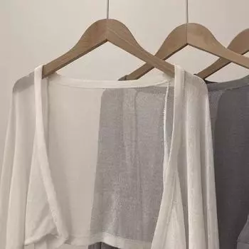 Летняя трикотажная куртка из шелка Ice, солнцезащитный женский белый кардиган с сарафаном поверх халата и жакетом с небольшими плечами One size