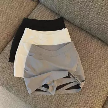 Летняя юбка А-силуэта со шнуровкой и неровным разрезом XL (recommended 119-130 jin)