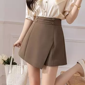Летняя юбка Брюки Новые шорты с высокой талией Тонкие брюки Юбка Повседневные широкие брюки S