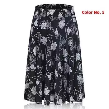 Летняя юбка из ледяного шелка с эластичной талией для женщин среднего и пожилого возраста One Size