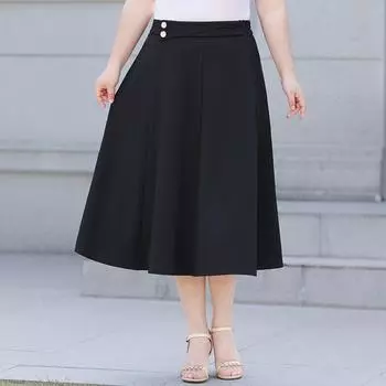 Летняя юбка с высокой талией для женщин прикрывает бедра и делает вас стройнее XL чёрный