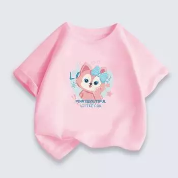 Летняя удобная 100 хлопчатобумажная ткань с принтом маленькой лисы для девочек, милая мягкая ткань с короткими рукавами 105100cm