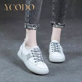 Летняя удобная дышащая повседневная обувь из натуральной кожи на мягкой подошве для девочек-студентов 40 белый