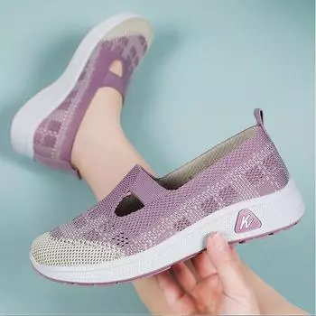 Летняя удобная повседневная женская обувь, модная дышащая обувь на мягкой подошве на плоской подошве для женщин 41 чёрный