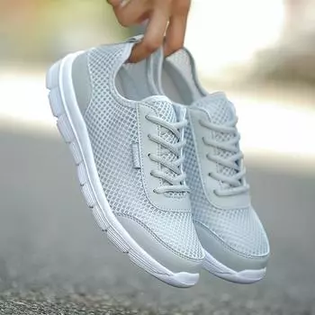 Летняя ультралегкая сетчатая воздухопроницаемая мужская повседневная спортивная обувь размера 35–48, мужская обувь большого размера 35 чёрный