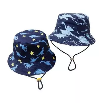 Летняя уличная детская шляпа-ведро для мальчиков, шляпа от солнца в рыбацком стиле, шляпы от солнца, детская кепка, милая пляжная кепка с изображением динозавра, От 1 до 4 лет