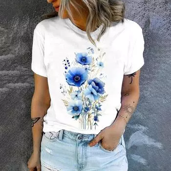 Летняя уличная мода свободная с круглым вырезом и коротким рукавом высококачественная дышащая женская футболка простая повседневная удобная белая футболка S