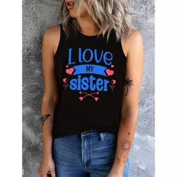 Летняя уличная мода женская майка без рукавов с принтом букв Good Sister женская футболка без рукавов повседневная городская повседневная женская майка S