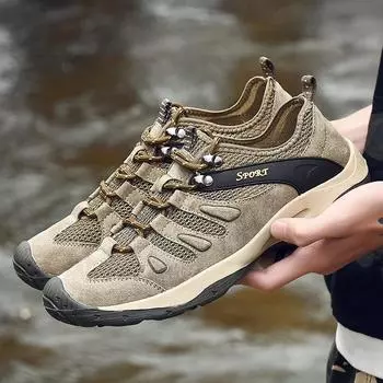 Летняя уличная обувь, мужские классические походные кроссовки для мужчин, дышащая повседневная обувь для мужчин 38 хаки