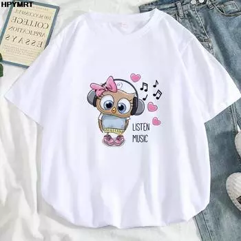 Летняя уличная одежда Harajuku Fashion женская одежда с мультяшным принтом футболка женская для девушек мягкая уютная повседневная милая рубашка с коротким рукавом Kawaii S