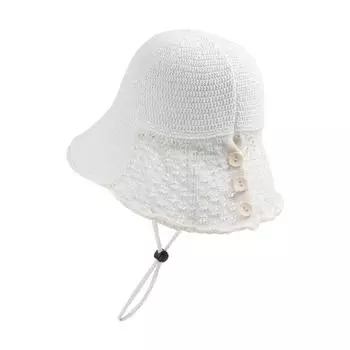 Летняя уличная шляпа-зонтик, женская дышащая шляпа рыбака, вязаная панама белый