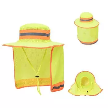 Летняя уличная светоотражающая панама с шалью, мужская рабочая одежда, структурированная защитная кепка для головы, мужская дышащая сетчатая солнцезащитная шляпа 56-60cm