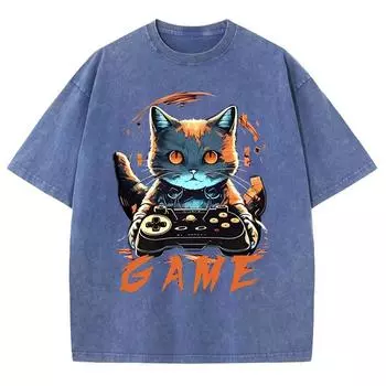 Летняя унисекс футболка Y2K оверсайз с игровым монограммным принтом, нейтральная стирка, с коротким рукавом, повседневный трендовый наряд для мужчин S