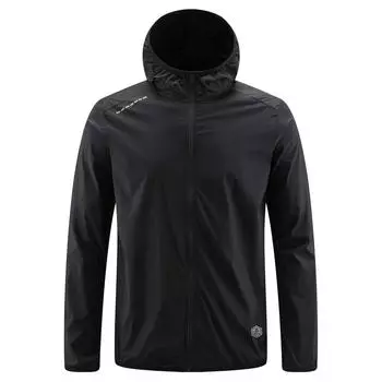 Летняя унисекс модная однотонная тонкая куртка на молнии с капюшоном и солнцезащитным козырьком L чёрный