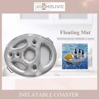 Летняя вечеринка Ведро Напитки Вино Подстаканник Надувной бассейн Плавающий пивной столик Плавательный бассейн Пляжный охладитель для напитков Бар Поднос на открытом воздухе серебряный