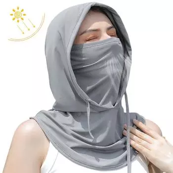 Летняя велосипедная маска с защитой от ультрафиолета, маска из ледяного шелка, велосипедная балаклава, велосипедный шарф, дышащая спортивная мотоциклетная маска с капюшоном серый