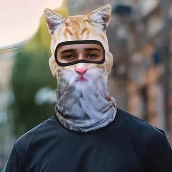 Летняя велосипедная защита для лица, шейный платок, ветрозащитный, защита от ультрафиолета, дышащий, мужской и женский уличный 3D-шлем с изображением животных, полностью покрывающий шею шарф с капюшоном
