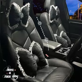 «Летняя вентилируемая удобная подушка для шеи в автомобиль с красным кружевным узором «Камелия» и поддержкой талии» Four Seasons Lace Headrest - Single