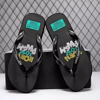 Летняя верхняя одежда, модные модные нескользящие тапочки с мягкой подошвой, мужские тапочки 39 чёрный