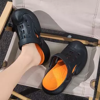 Летняя верхняя одежда, модные модные нескользящие тапочки с мягкой подошвой, мужские тапочки 40-41 чёрный