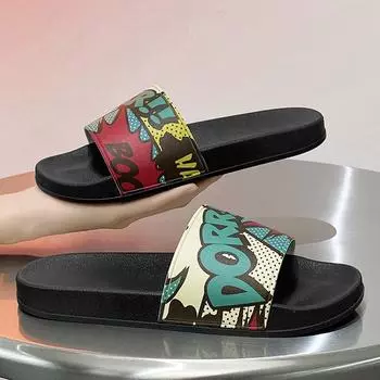 Летняя верхняя одежда, модные модные нескользящие тапочки с мягкой подошвой, мужские тапочки 36-37 чёрный