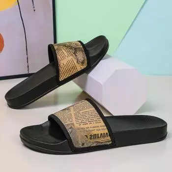 Летняя верхняя одежда, модные модные нескользящие тапочки с мягкой подошвой, мужские тапочки 39 чёрный