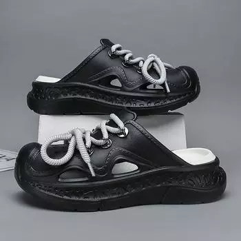 Летняя верхняя одежда, модные модные нескользящие тапочки с мягкой подошвой, мужские тапочки 40-41 чёрный