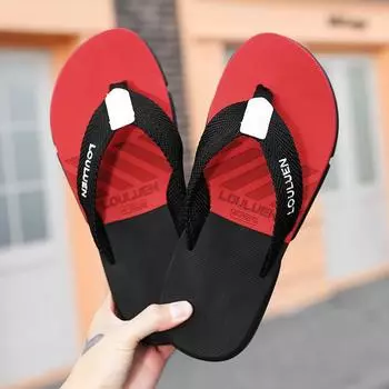 Летняя верхняя одежда, модные модные нескользящие тапочки с мягкой подошвой, мужские тапочки 39 красный