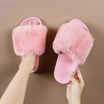 Летняя верхняя одежда, модные мягкие нескользящие тапочки, женские тапочки, зимние тапочки 36 чёрный