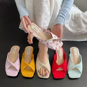 Летняя верхняя одежда One Word Slippers Женские пляжные туфли Fairy на плоской подошве с юбкой Сандалии Тапочки женские Модные женские летние дышащие туфли 35