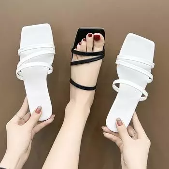 Летняя верхняя одежда, туфли на плоской подошве, простые тапочки с открытым носком, пляжная обувь, женская обувь, удобная элегантная женская обувь 35