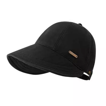 Летняя, весенняя бейсболка от солнца, закрывающая лицо шляпа от солнца, устойчивая к ультрафиолетовому излучению черная резиновая шляпа от солнца, универсальная шляпа рыбака для женщин. One Size чёрный
