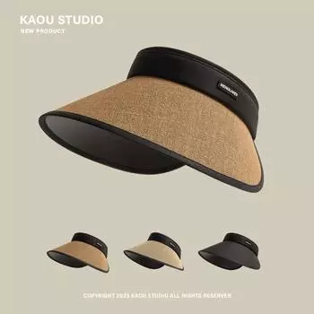 Летняя виниловая солнцезащитная шляпа-цилиндр с пустыми полями для детей, соломенный козырек для путешествий, защита от ультрафиолета, универсальная шляпа от солнца average size 54-58cm