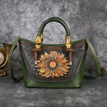 Летняя винтажная женская сумка из искусственной кожи, роскошные сумки с цветочным принтом, сумка через плечо для мамы, подарок для женщин, повседневная сумка для покупок 32-12-22cm