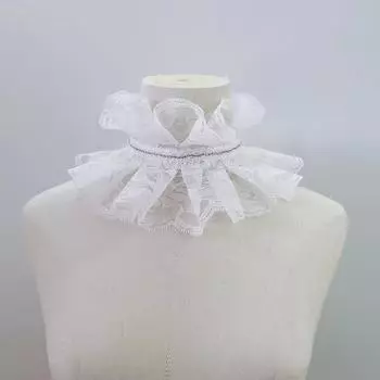 Летняя волшебная кружевная пряжа со снежной отделкой и универсальным накладным воротником, декоративный воротник в стиле ретро с рюшами белый