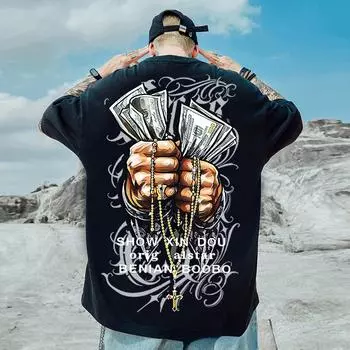 Летняя забавная мужская винтажная футболка с принтом денег для мужчин, классическая хип-поп футболка с короткими рукавами