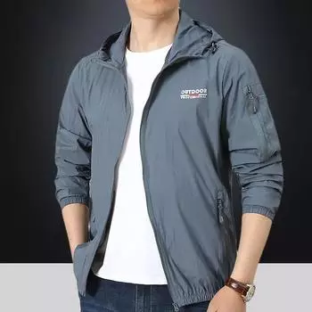 Летняя защитная куртка от солнца для мужчин, ультратонкая дышащая уличная быстросохнущая ветровка с защитой от ультрафиолета, портативная спортивная одежда, куртка с капюшоном M